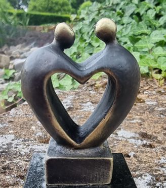 mini-urn brons hart liefde